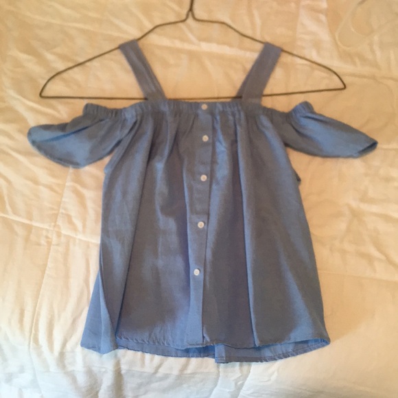 Love Notes Tops - Blue off the shoulder blouse Love Notes Tops - Blue off the shoulder blouse